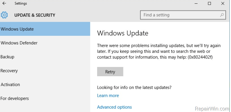 Reinstall failed updates windows 10 0